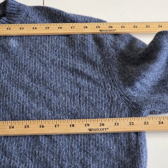 Massimo Dutti Sweater Men XL Heathered Blue LS Crewneck Wool Blend Academia FLAW - Picture 5 of 16